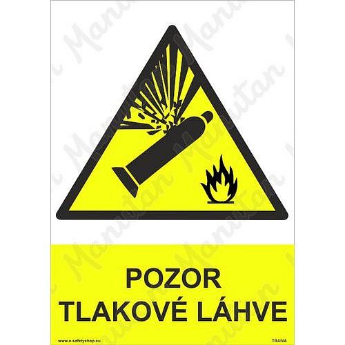Pozor tlakové láhve, samolepka 210 x 297 x 0,1 mm A4