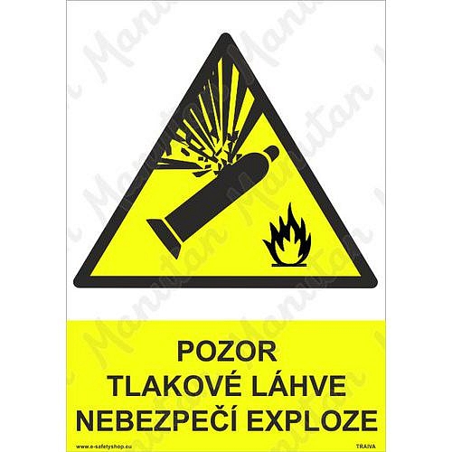 Pozor tlakové láhve, plast 210 x 297 x 0,5 mm A4