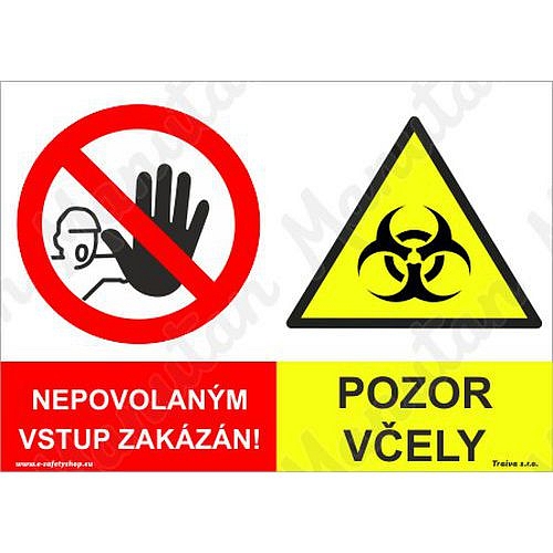 Pozor včely nepovolaným vstup zakázán, plast 297 x 210 x 2 mm A4