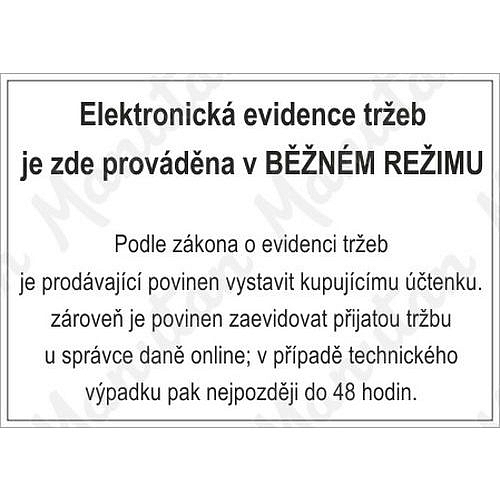 Elektronická evidence tržeb EET, samolepka 75 x 75 x 0,1 mm