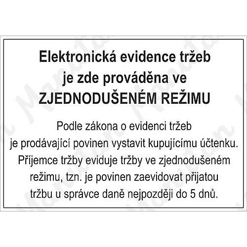 Elektronická evidence tržeb EET, plast 75 x 75 x 0,5 mm