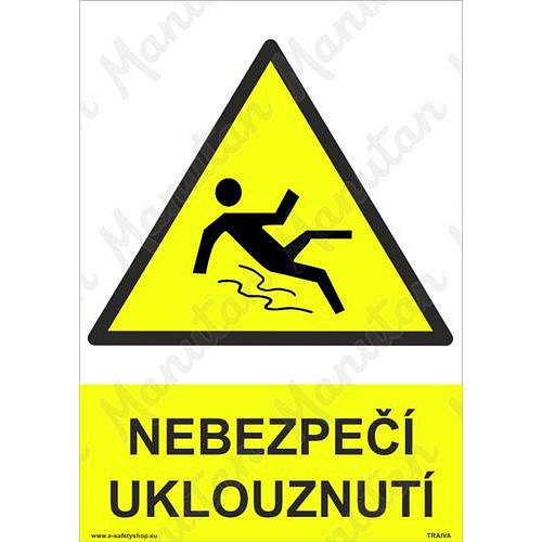 Nebezpečí uklouznutí, samolepka 210 x 297 x 0,1 mm A4