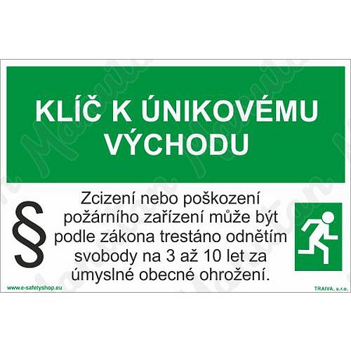 Klíč k únikovému východu, plast 150 x 100 x 0,5 mm