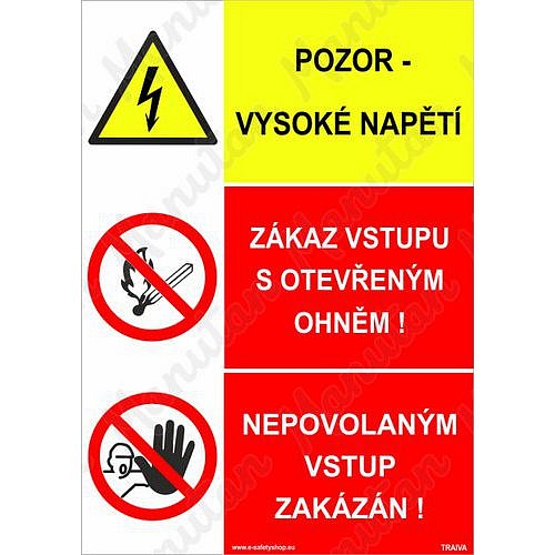 Pozor vysoké napětí, samolepka 297 x 420 x 0,1 mm A3