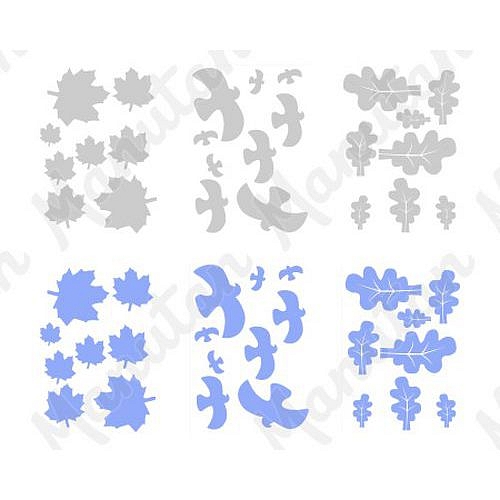 UV silueta na prosklené plochy, arch, samolepka 297 x 420 x 0,1 mm A3, javorový list
