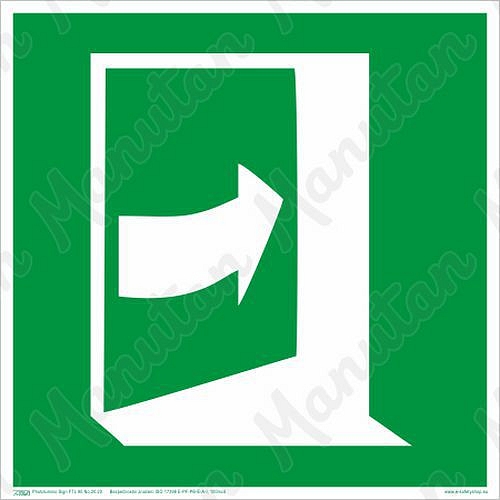 Dveře se otevírají tlačením na pravé straně, plast 150 x 150 x 1,1 mm, fotoluminiscenční