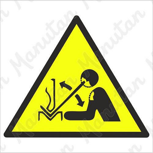 Výstraha rychlý pohyb obrobku v ohraňovacím lisu, samolepka 150 x 150 x 0,1 mm