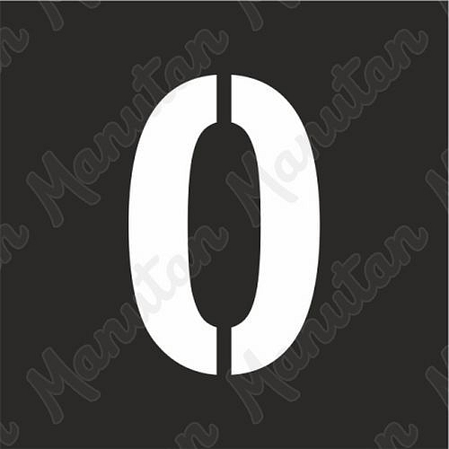 Šablona číslice 0, plast 235 x 235 x 0,5 mm výška číslice 160 mm