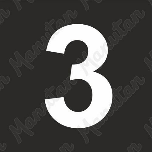 Šablona číslice 3, plast 940 x 940 x 0,5 mm výška číslice 630 mm