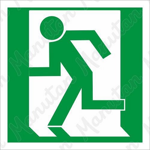 Nouzový východ vlevo, plast 100 x 100 x 1,1 mm, fotoluminiscenční