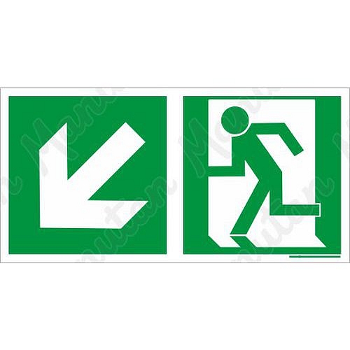 Nouzový východ vlevo dolů, plast 200 x 100 x 1,1 mm, fotoluminiscenční