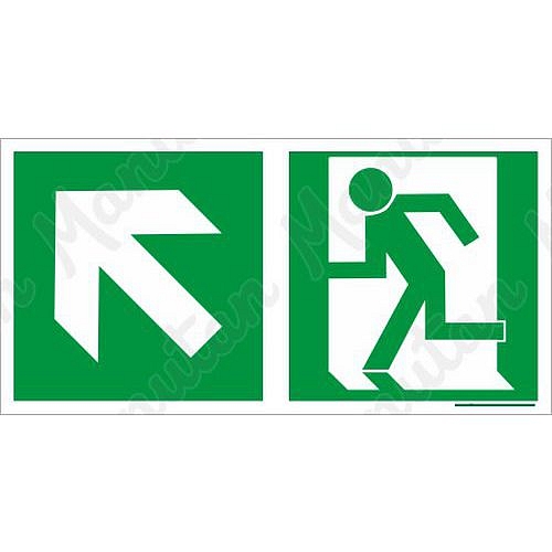 Nouzový východ vlevo nahoru, samolepka 200 x 100 x 0,4 mm, fotoluminiscenční