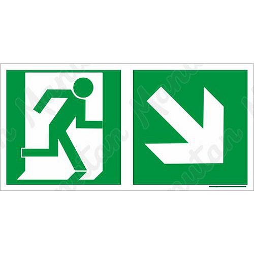 Nouzový východ vpravo dolů, plast 300 x 150 x 1,1 mm, fotoluminiscenční