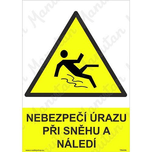 Nebezpečí úrazu při sněhu a náledí, plast 210 x 297 x 0,5 mm A4