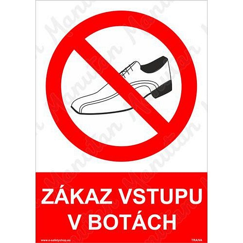 Zákaz vstupu v botách, samolepka 297 x 420 x 0,1 mm A3