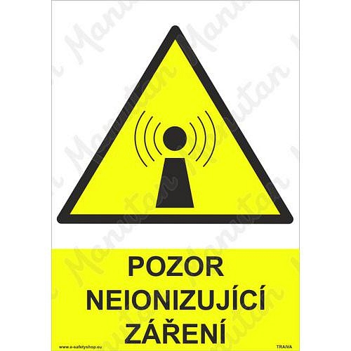 Neionizující záření, samolepka 210 x 297 x 0,1 mm A4