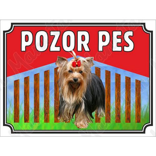 Pozor pes - Yorkširský teriér, plast 210 x 148 x 2 mm A5