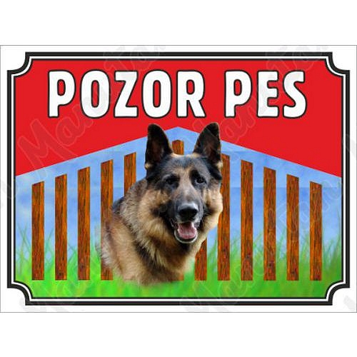 Pozor pes - Německý ovčák, plast 210 x 148 x 2 mm A5