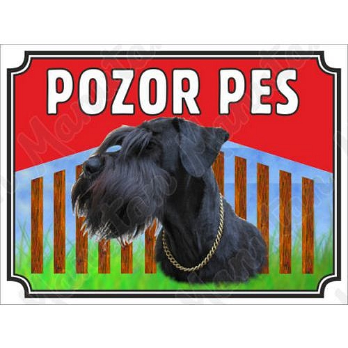 Pozor pes - Černý knírač, plast 210 x 148 x 2 mm A5