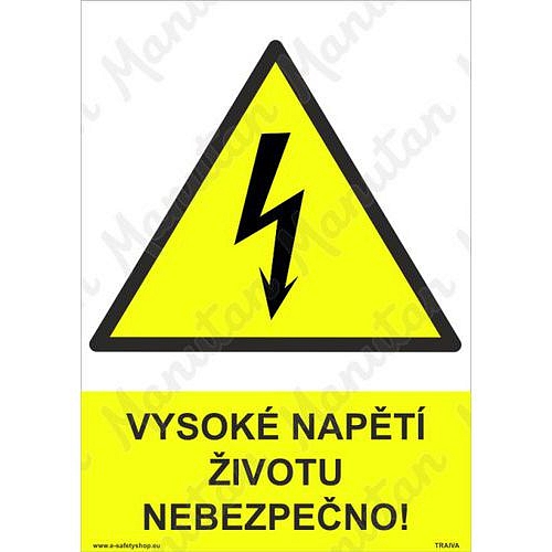 Vysoké napětí životu nebezpečno, plast 148 x 210 x 2 mm A5