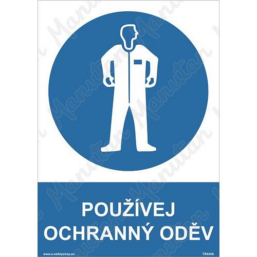 Používej ochranný oděv, samolepka 210 x 297 x 0,1 mm A4