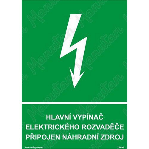 Hlavní vypínač el. rozvaděče, plast 210 x 297 x 0,5 mm A4