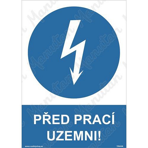 Před prací uzemni, samolepka 210 x 297 x 0,1 mm A4