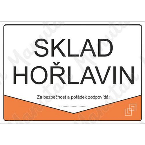 Sklad hořlavin, samolepka 297 x 210 x 0,1 mm A4