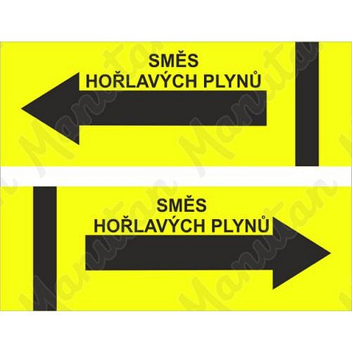 Hořlavé plyny, samolepka 200 x 97 x 0,1 mm vlevo