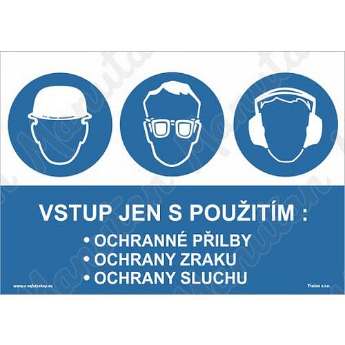 Vstup jen s použitím ochranných pomůcek, samolepka 297 x 210 x 0,1 mm A4