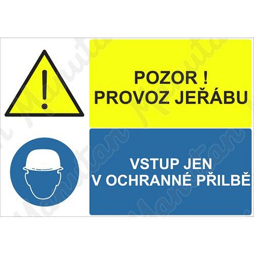 Pozor provoz jeřábů, plast 210 x 148 x 0,5 mm A5