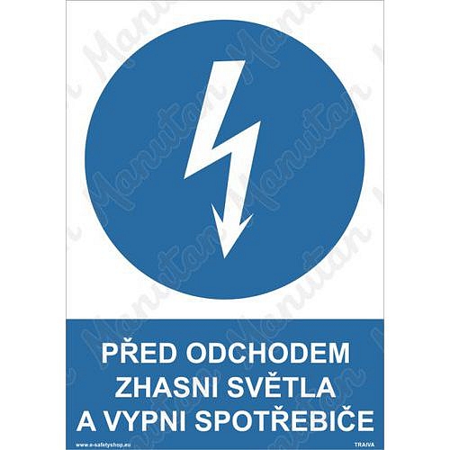 Před odchodem zhasni světla a vypni spotřebiče, samolepka 210 x 297 x 0,1 mm A4