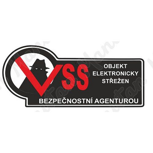 Objekt elektronicky střežen, samolepka 200 x 90 x 0,1 mm, inverzní