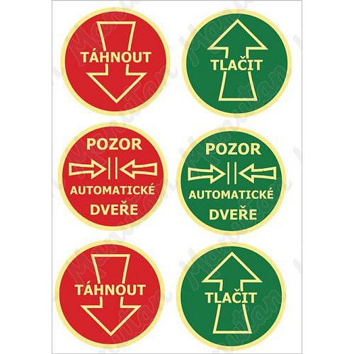 Táhnout - Tlačit oboustranné, samolepka D 92 mm