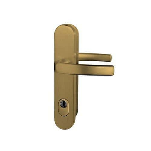 Hliníkové bezpečnostní kování R111, klika/klika s překrytím vložky, ZA.92, TB3, bronzový elox