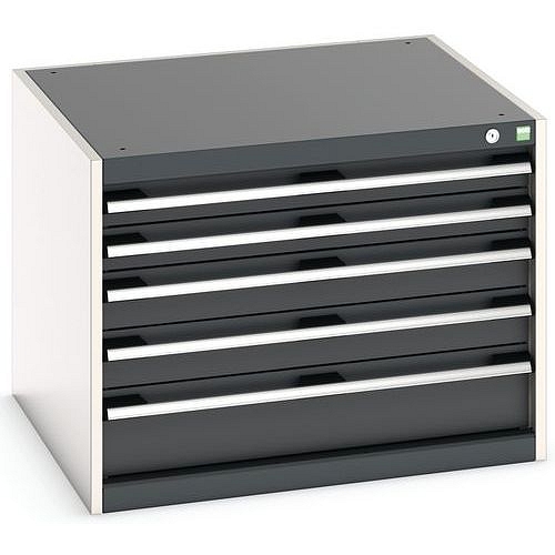 Dílenská zásuvková skříň Bott Cubio, 60 x 80 x 75 cm, 5 zásuvek, šedá-antracit