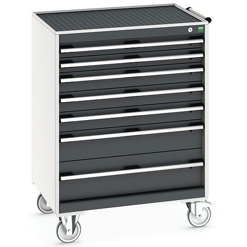 Mobilní zásuvková skříň Bott Cubio, 108,5 x 80 x 65 cm, 7 zásuvek, rohož, šedá-antracit