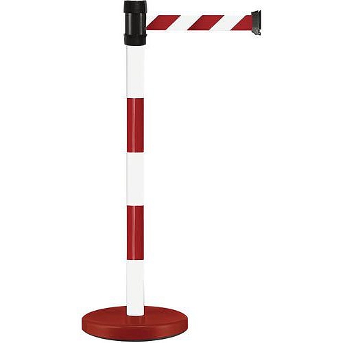 Zahrazovací sloupky s pásem Manutan Expert Single, 2 m, červený/bílý