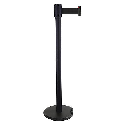 Zahrazovací sloupek s pásem Manutan Expert Black, základna s kolečky, 2 m, černý