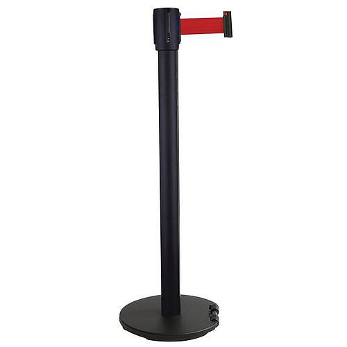 Zahrazovací sloupek s pásem, základna s kolečky, 5 m, červený - Manutan Expert Black