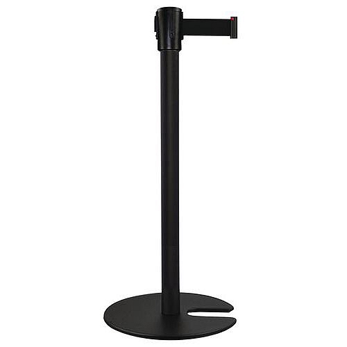 Zahrazovací sloupek s pásem, stohovatelná základna, 5 m, černý - Manutan Expert Black One