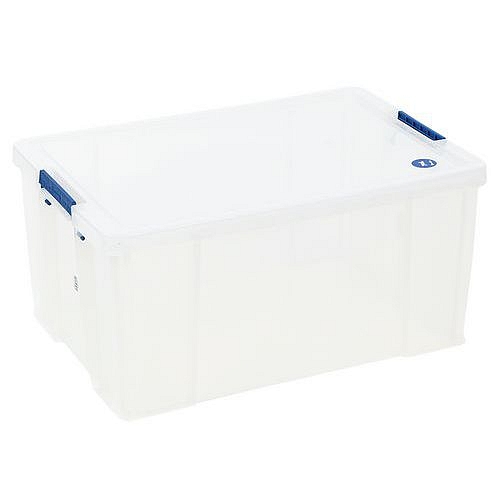 Plastové úložné boxy s víkem na klip, 70 l - Manutan Expert