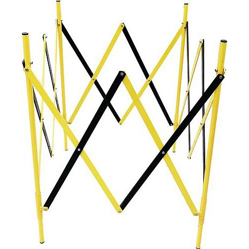 Čtvercová kovová mobilní zábrana Golem, skládací, 100 x 100 cm, žlutá/černá