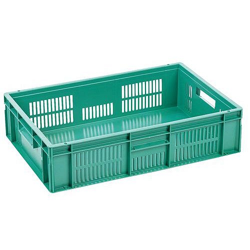 Plastová perforovaná Euro přepravka Manutan Expert, zelená, 150 x 400 x 600 mm, 28 l