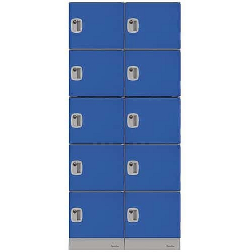 Montovaná plastová šatní skříň - Manutan Expert, 10 boxů, modrá
