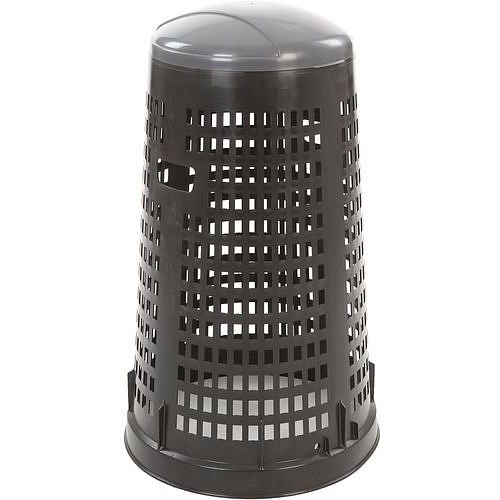 Kulatý perforovaný plastový odpadkový koš Ruff 110 l černošedý