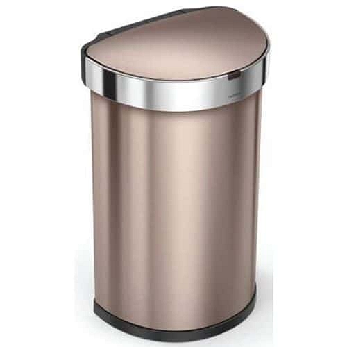 Půlkulatý odpadkový koš s kapsou na vložku se senzorem 45 l růžově zlatý