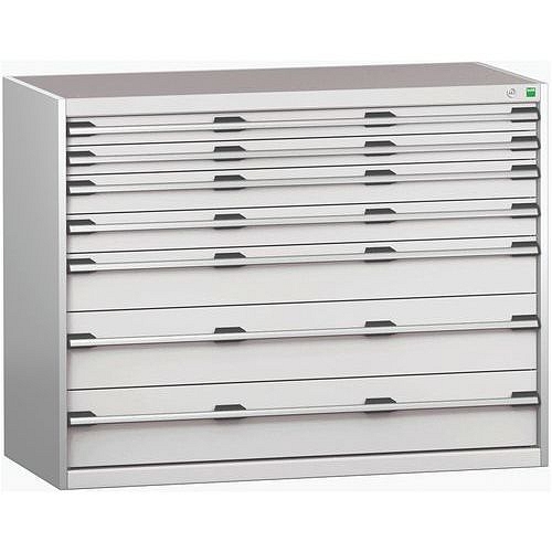 Dílenská zásuvková skříň Bott Cubio 200, 100 x 130 x 65 cm, 7 zásuvek, šedá-šedá
