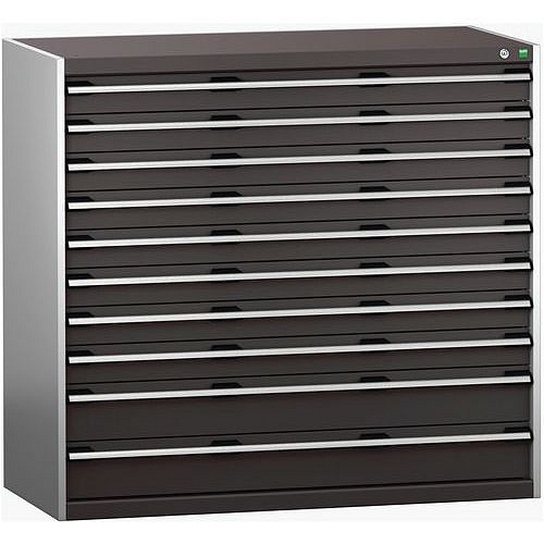 Dílenská zásuvková skříň Bott Cubio 200, 120 x 130 x 65 cm, 10 zásuvek, šedá-antracit