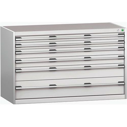 Dílenská zásuvková skříň Bott Cubio 200, 80 x 130 x 65 cm, 6 zásuvek, šedá-šedá